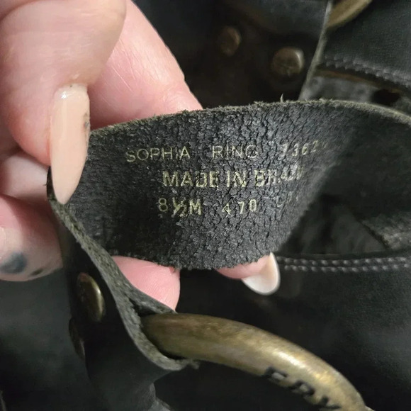 Frye | Black Leather Sophie Ring Slide Sandals Sz 8.5 - Picture 3 of 9